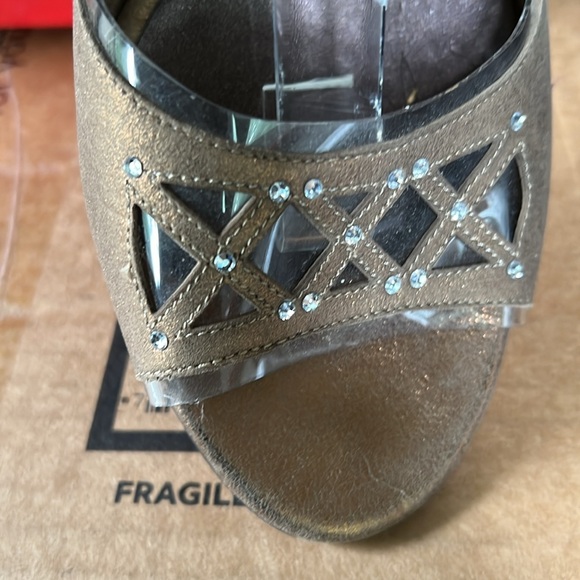 VanEli Slingback Rhinestone Pumps in Dark Gold Leather - Picture 4 of 15